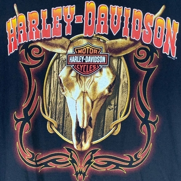 Harley Davidson Shanghai Steer Horn Skull Graphic Tee Size XL - Picture 3 of 4